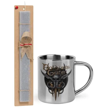 Baldur's Gate, Easter Set, metallic thermal cup (300ml) & Easter aromatic flat candle (30cm) (GRAY)