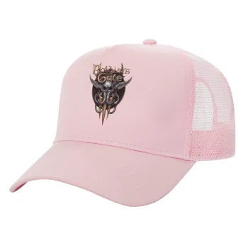 Baldur's Gate, Structured Trucker Children's Hat, with Mesh, PINK (100% COTTON, CHILDREN'S, UNISEX, ONE SIZE)
