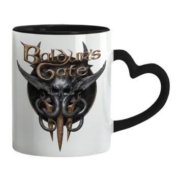 Baldur's Gate, Mug heart black handle, ceramic, 330ml