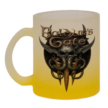 Baldur's Gate, Κούπα γυάλινη δίχρωμη με βάση το κίτρινο ματ, 330ml