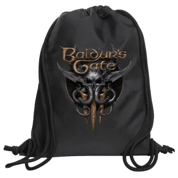 Baldur's Gate, Backpack pouch GYMBAG Black, with pocket (40x48cm) & thick cords
