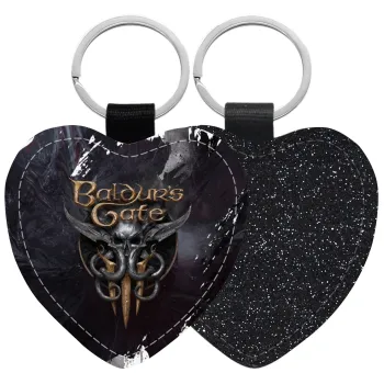 Baldur's Gate, Μπρελόκ PU δερμάτινο glitter καρδιά ΜΑΥΡΟ