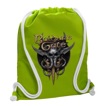 Baldur's Gate, Τσάντα πλάτης πουγκί GYMBAG LIME GREEN, με τσέπη (40x48cm) & χονδρά κορδόνια