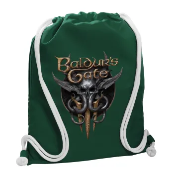 Baldur's Gate, Backpack pouch GYMBAG BOTTLE GREEN, with pocket (40x48cm) & thick white cords