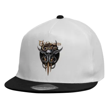 Baldur's Gate, Καπέλο παιδικό Flat Snapback, Λευκό (100% ΒΑΜΒΑΚΕΡΟ, ΠΑΙΔΙΚΟ, UNISEX, ONE SIZE)