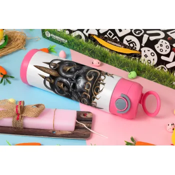 Baldur's Gate, Easter candle, Childrens hot water bottle, stainless steel, with safety straw, PINK (500ml)