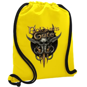 Baldur's Gate, Τσάντα πλάτης πουγκί GYMBAG Κίτρινη, με τσέπη (40x48cm) & χονδρά κορδόνια