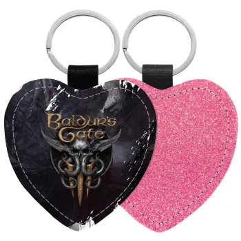Baldur's Gate, Μπρελόκ PU δερμάτινο glitter καρδιά ΡΟΖ