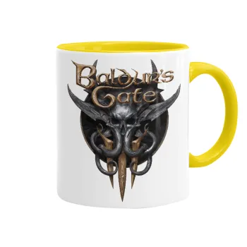Baldur's Gate, Κούπα χρωματιστή κίτρινη, κεραμική, 330ml