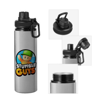Stumble Guys, Metallic water bottle with safety cap, 850ml aluminum