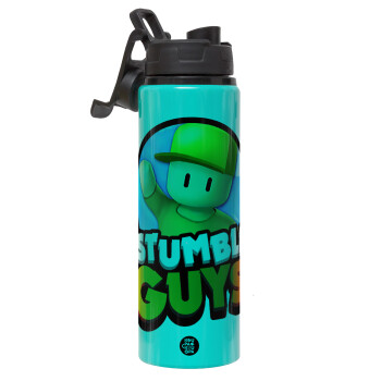 Stumble Guys, Metallic water bottle with safety lid, 850ml aluminum
