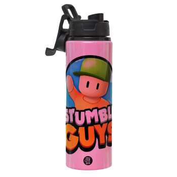 Stumble Guys, Metallic water bottle with safety lid, 850ml aluminum