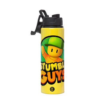 Stumble Guys, Metallic water bottle with safety lid, 850ml aluminum
