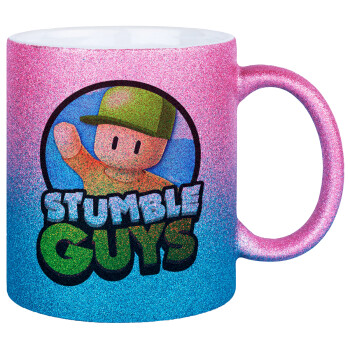 Stumble Guys, Κούπα Χρυσή/Μπλε Glitter, κεραμική, 330ml