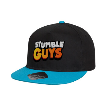 Stumble Guys, Καπέλο παιδικό Flat Snapback, Μαύρο/Μπλε (100% ΒΑΜΒΑΚΕΡΟ, ΠΑΙΔΙΚΟ, UNISEX, ONE SIZE)