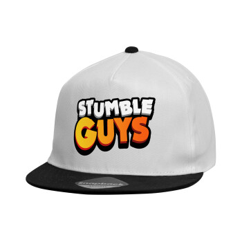 Stumble Guys, Καπέλο παιδικό Flat Snapback, Λευκό (100% ΒΑΜΒΑΚΕΡΟ, ΠΑΙΔΙΚΟ, UNISEX, ONE SIZE)