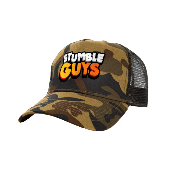 Stumble Guys, Adult Structured Trucker Hat, with Mesh, (Camouflage) Army (100% COTTON, ADULT, UNISEX, ONE SIZE)