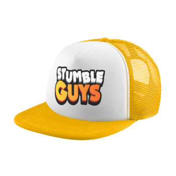 Stumble Guys, Adult Soft Trucker Hat with Yellow/White Mesh (POLYESTER, ADULT, UNISEX, ONE SIZE)