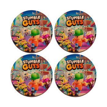 Stumble Guys, ΣΕΤ x4 Σουβέρ ξύλινα στρογγυλά plywood (9cm)