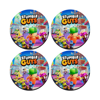 Stumble Guys, SET of 4 round wooden coasters (9cm)