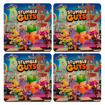 Stumble Guys, ΣΕΤ x4 Σουβέρ ξύλινα τετράγωνα plywood (9cm)