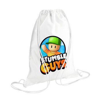 Stumble Guys, Backpack pouch GYMBAG white (28x40cm)