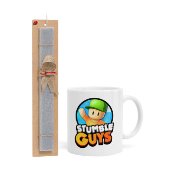 Stumble Guys, Easter Set, Ceramic Cup (330ml) & Easter aromatic flat candle (30cm) (GRAY)