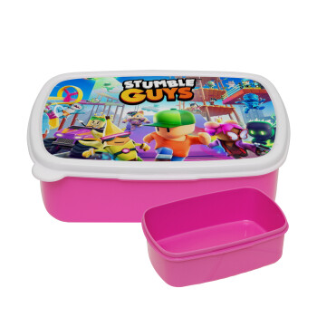 Stumble Guys, ΡΟΖ παιδικό δοχείο φαγητού (lunchbox) πλαστικό (BPA-FREE) Lunch Βox M18 x Π13 x Υ6cm