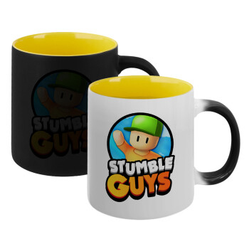 Stumble Guys, Κούπα Μαγική εσωτερικό κίτρινη, κεραμική 330ml που αλλάζει χρώμα με το ζεστό ρόφημα (1 τεμάχιο)