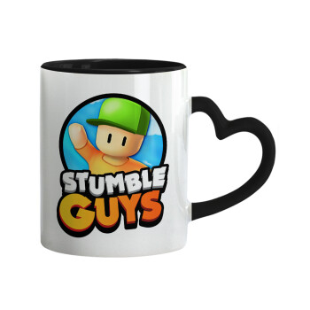Stumble Guys, Mug heart black handle, ceramic, 330ml