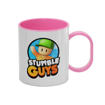 Stumble Guys, Κούπα (πλαστική) (BPA-FREE) Polymer Ροζ για παιδιά, 330ml