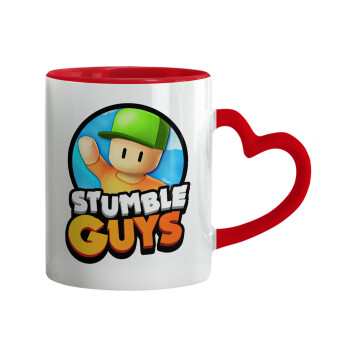 Stumble Guys, Mug heart red handle, ceramic, 330ml