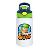 Παιδικό παγούρι θερμό, ανοξείδωτο, με καλαμάκι ασφαλείας, πράσινο/μπλε (350ml)