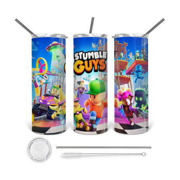 Stumble Guys, 360 Eco friendly stainless steel tumbler 600ml, with metal straw & cleaning brush