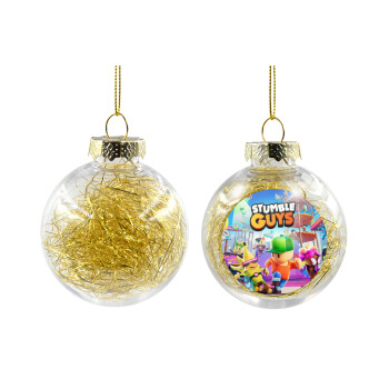 Stumble Guys, Χριστουγεννιάτικη μπάλα δένδρου διάφανη με χρυσό γέμισμα 8cm