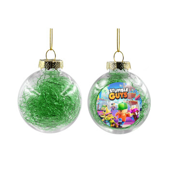 Stumble Guys, Transparent Christmas tree ball ornament with green filling 8cm