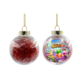 Stumble Guys, Transparent Christmas tree ball ornament with red filling 8cm