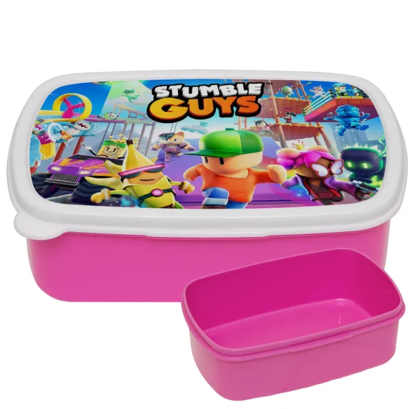 Stumble Guys — PINK kids' plastic lunch box (BPA-free), L18 x W13 x H6cm