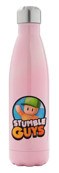 Stumble Guys — Metal mug thermos Pink Iridiscent (Stainless steel), double wall, 500ml
