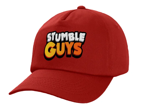 Stumble Guys — Children's Baseball Cap, 100% Cotton Twill, Red (COTTON, CHILDREN'S, UNISEX, ONE SIZE)