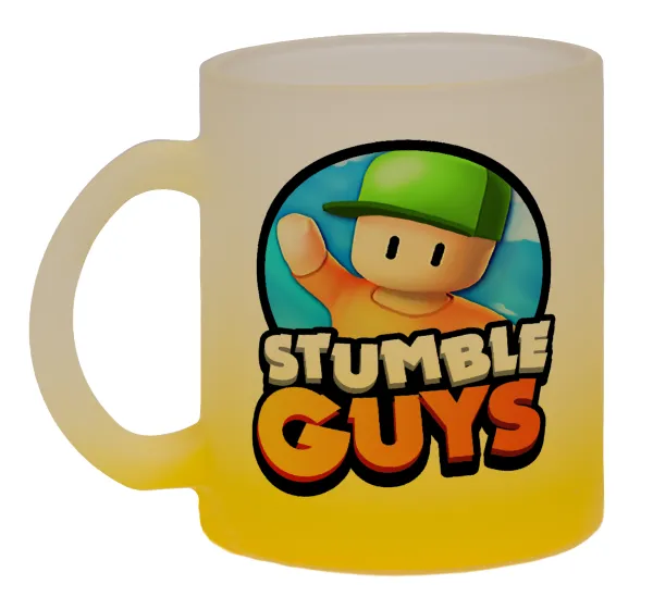 Stumble Guys — Two-tone glass mug with matte yellow base, 330ml
