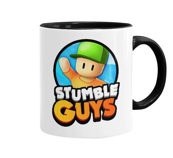 Stumble Guys — Κούπα χρωματιστή μαύρη, κεραμική, 330ml