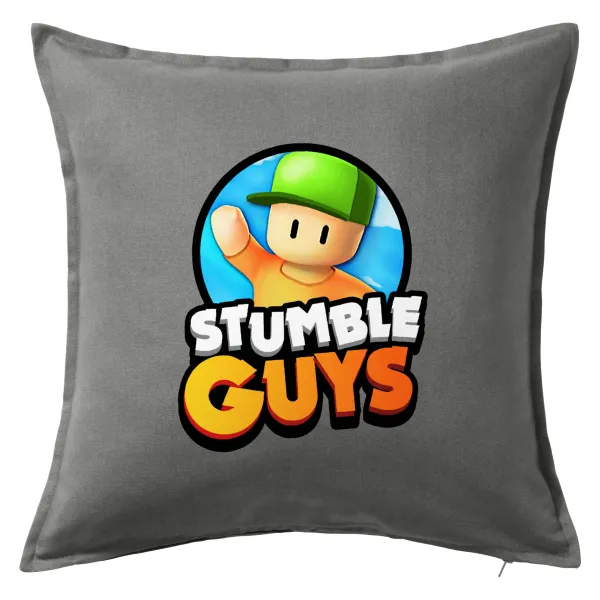 Stumble Guys — Μαξιλάρι καναπέ Γκρι 100% βαμβάκι, περιέχεται το γέμισμα (50x50cm)