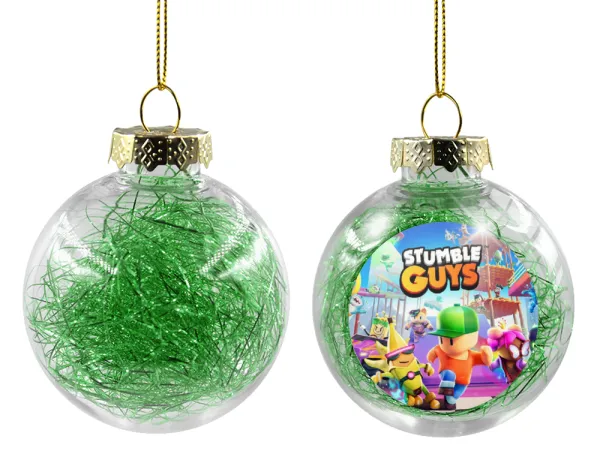 Stumble Guys — Transparent Christmas tree ball ornament with green filling 8cm