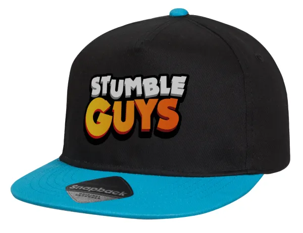 Stumble Guys — Child's Flat Snapback Hat, Black/Blue (100% COTTON, CHILD, UNISEX, ONE SIZE)