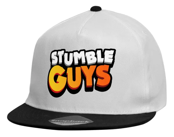 Stumble Guys — Child's Flat Snapback Hat, White (100% COTTON, CHILDREN'S, UNISEX, ONE SIZE)