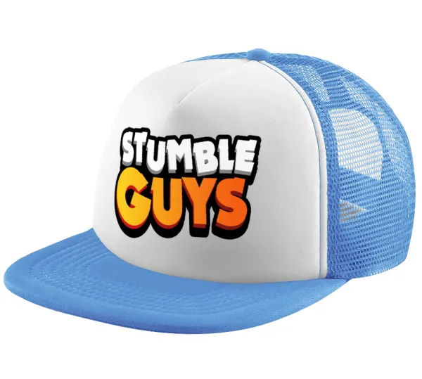 Stumble Guys — Child's Soft Trucker Hat with Blue/White Mesh (POLYESTER, CHILD, ONE SIZE)