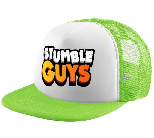 Stumble Guys — Adult Soft Trucker Hat with Mesh GREEN/WHITE (POLYESTER, ADULT, ONE SIZE)