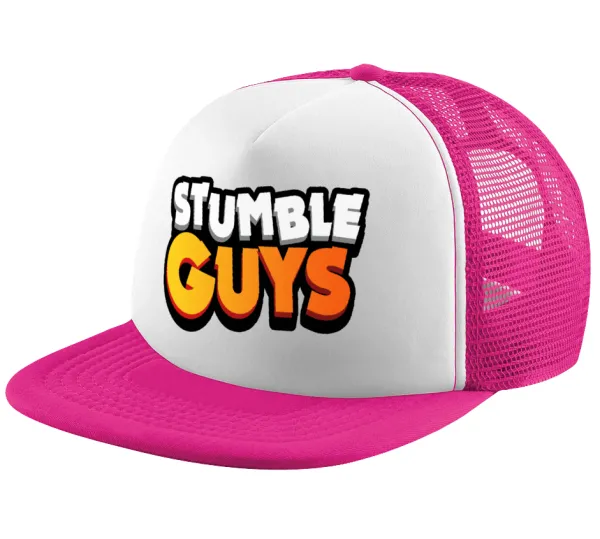 Stumble Guys — Adult Soft Trucker Hat with Pink/White Mesh (POLYESTER, ADULT, UNISEX, ONE SIZE)