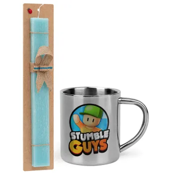 Stumble Guys, Πασχαλινή Λαμπάδα με μεταλλική κούπα θερμό (300ml) & κερί αρωματικό πλακέ (30cm) (ΤΙΡΚΟΥΑΖ)